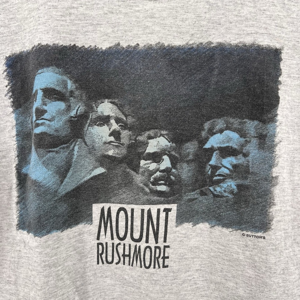 Vintage 90s Single Stitch Mount Rushmore T-shirt Made In USA Size Large Gray - Picture 4 of 7